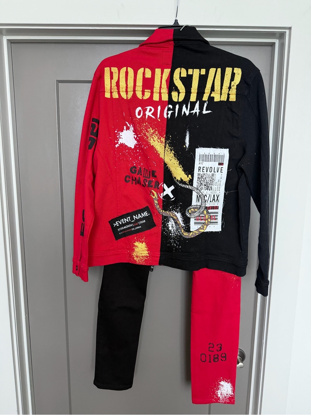 Rockstar Original Red & Black Split Graphic Button-Down Shirt